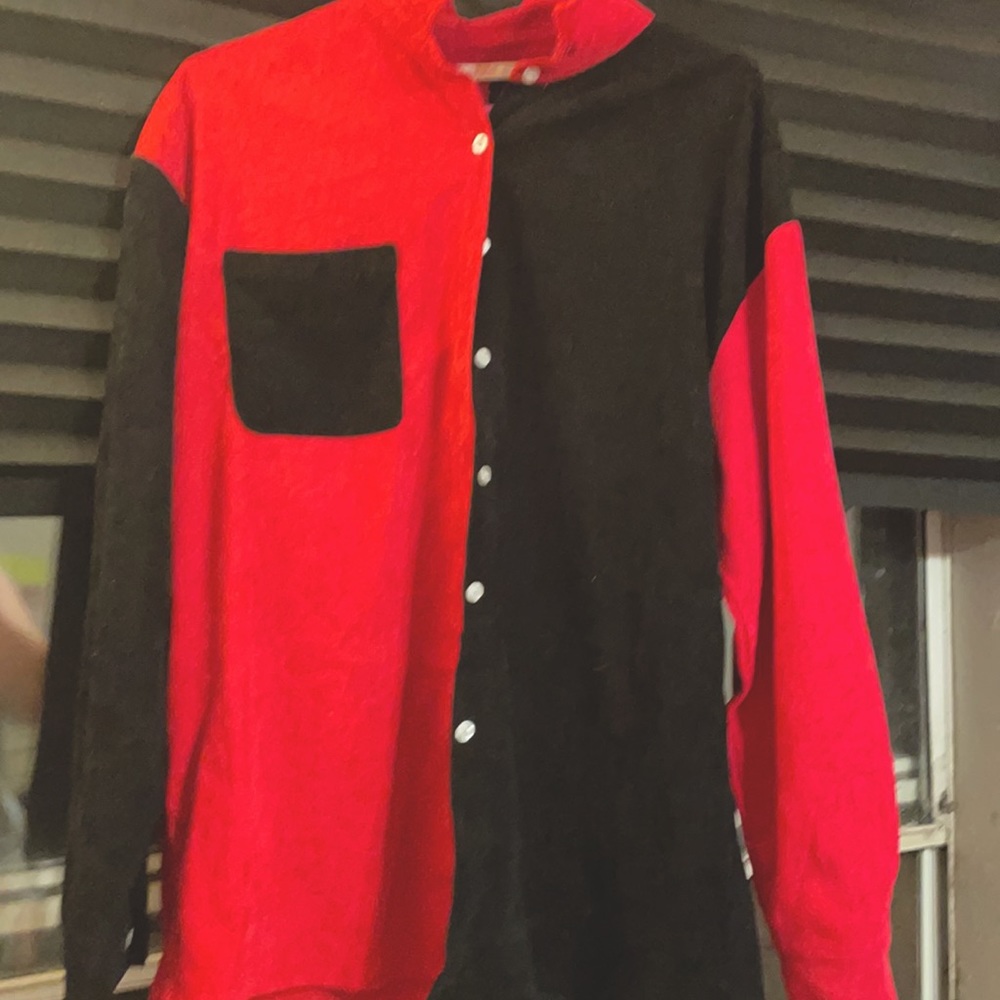 Black and red color black dress shirt